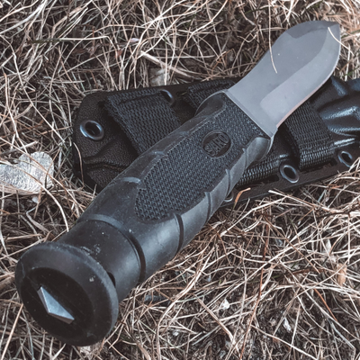 Тактический нож Нерпа сталь AUS6, рукоять резина, ножны ABS