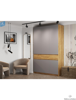 Бостон Шкаф ШК-002 ЛДСП Дуб крафт золотой/ЛДСП Серый шифер