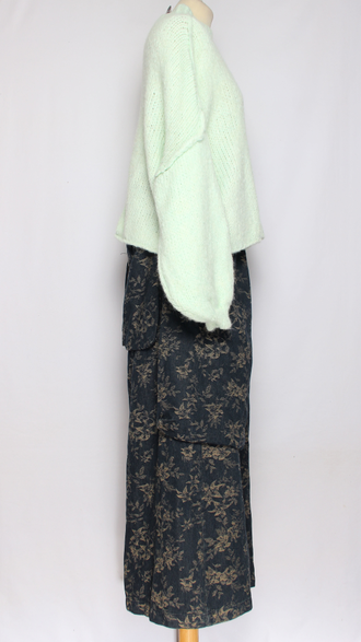 ДЖЕМПЕР КОРОТКИЙ "КИМОНО ШОВ СТОЙКА" широкий рукав морская волна, мятный до р.52