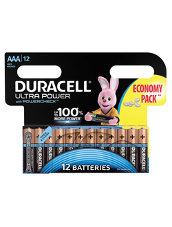 Батарейки DURACELL Ultra Power, AAA (LR03, 24А), алкалиновые, КОМПЛЕКТ 12 шт., в блистере