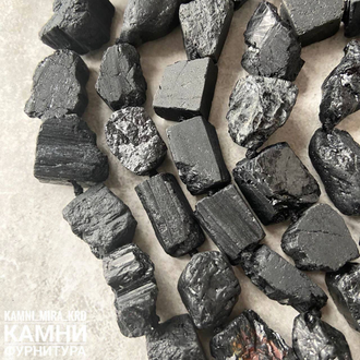 Турмалин шерл необработанные камни 11-19 мм, цена за нить 20 см