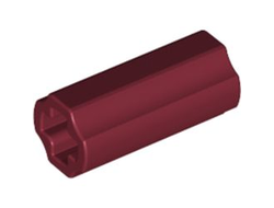 Technic, Axle Connector 2L Smooth with x Hole + Orientation, Dark Red (6538c / 6331093)