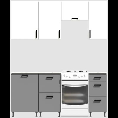 Кухня эконом 1,5 метра (600х500х400) Цвет: Белый/Базальт