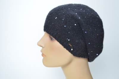 черный берет вязаный резинка