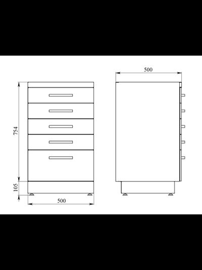 Тумба металлическая с ящиками на подиуме ТМЯ-5.0 Люкс