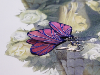 Серьги из шёлка "Крылышки Феи Розового Сада"