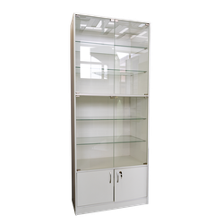 Витрина с стеклянными дверями и каркасом из ЛДСП для офисов