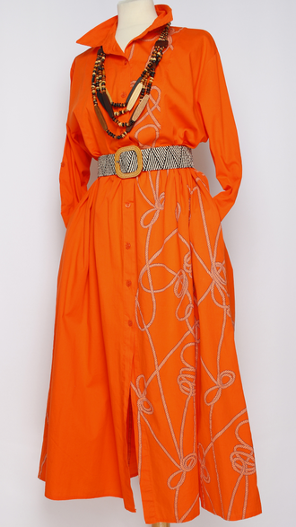 Платье - рубашка "УЗЕЛКИ"  лайм, оранж, жёлтое