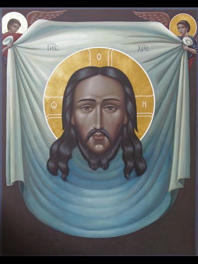 Спас Нерукотворный (Спаситель на убрусе). Рукописная православная икона.