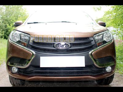 Защита радиатора Lada Xray 2015- (2 части) black низ