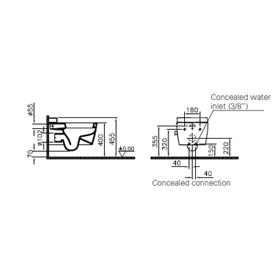 Подвесной унитаз Vitra Metropole, с функциями VitrAflush и VitrAfresh,  56 см (безободковый, с емкостью для чистящей жидкости с функцией биде и встроенным смесителем), 7672B003-1687