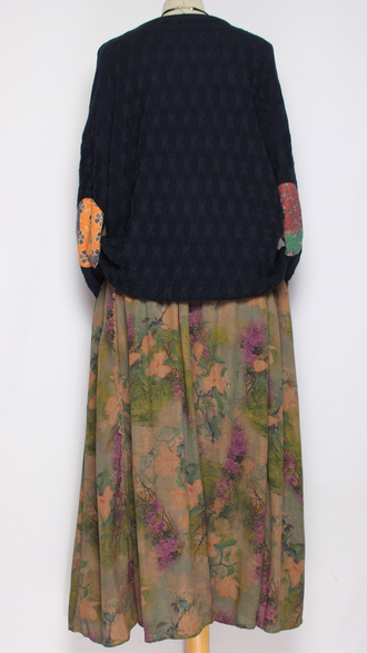 Джемпер ХЛОПОК КОСИЧКА "НАШИВКИ" L-859  синий, шоколад до р.54