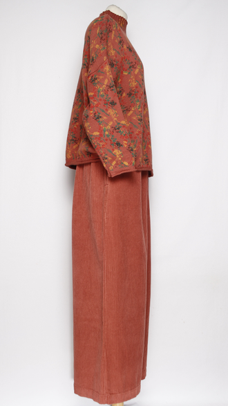 Брюки Бохо "ПАЛАЦЦО КРУПНЫЙ ВЕЛЬВЕТ" коралл до р.56