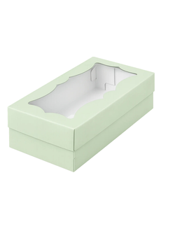 Коробка для пирожных с фигур. окном (фисташковая), 210*100*55мм