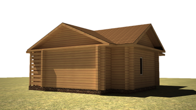 Гостевой одноэтажный дом-баня из клееного бруса КБ-02, 52м2