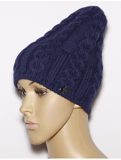 Екатеринбург. Шапка женская "Двойная  косы" 11388 синяя, чёрная