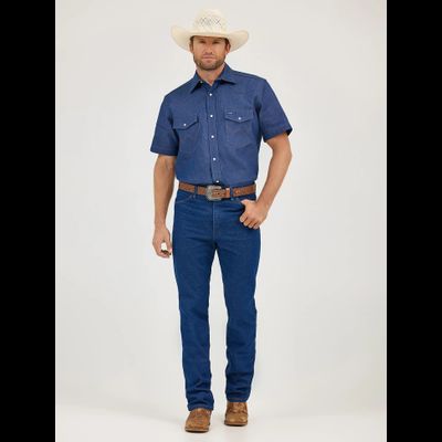 Рубашка Wrangler® Cowboy Cut® Short Sleeve RIGID Denim Shirt