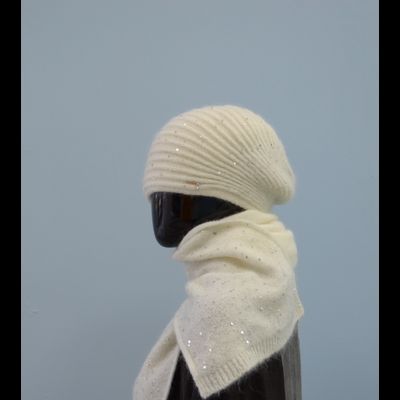 Белый женский вязаный шарф с пайетками Vizio Италия 6943 S