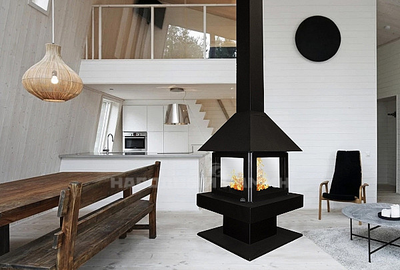 Экокамин Эклипс островной 4D графит