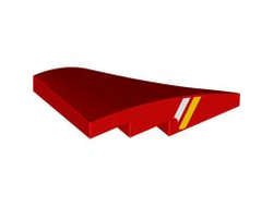 Wedge 4 x 2 Left No Studs with White and Yellow Stripes on Side Pattern, Red (6930pb001 6539342)
