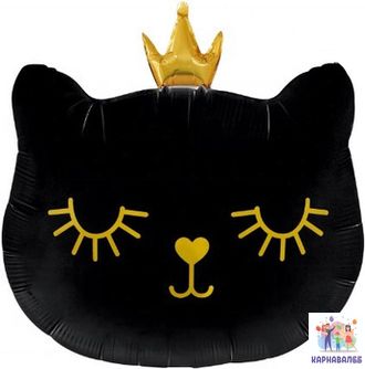 Шар (26&#039;&#039;/66 см) Фигура, Котенок Принцесса, Черный ( шар + гелий + лента) Кот/ Кошка