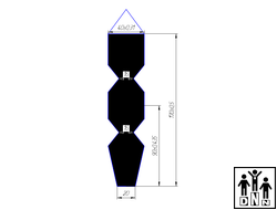 Боксёрский мешок DNN из натуральной кожи тип Силуэт трёхсекционный (МБНТ2-17, диаметр 40, высота 170 см, вес 85-95 кг)