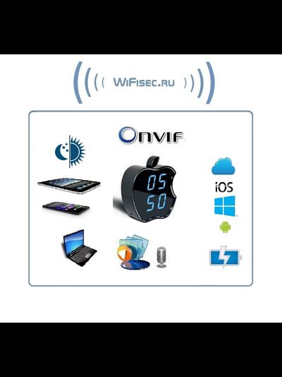 IP видеоняня WiFi (Часы настольные, яблоко)  с аккумулятором с DVR, HD (CamVIP)