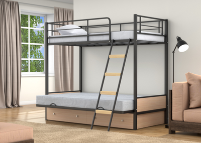 Двухъярусная кровать-диван Дакар 2 Черный (вставки дуб молочный) фото 5