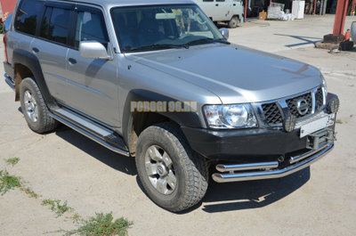Защита переднего бампера двойная d76/60 для Nissan Patrol (1997-2010)