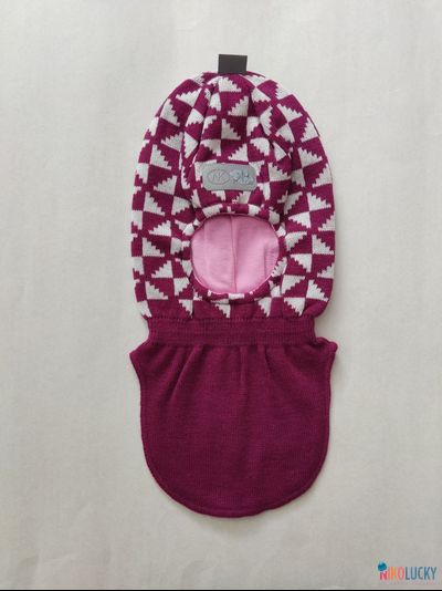 Шапка-шлем "Бантики" 20201-07, цвет бордовый, белый р. 48-50