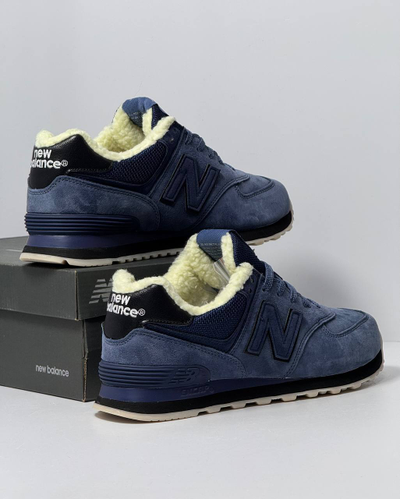 New Balance 574  Total Blue с мехом