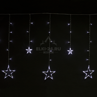 Гирлянда светодиодная бахрома "Звезды" 3х0,9 м белый холодный свет
