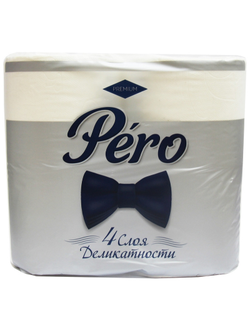 Бумага туалетная Pero Premium 4сл бел 100%цел 20м 143л 4рул/уп
