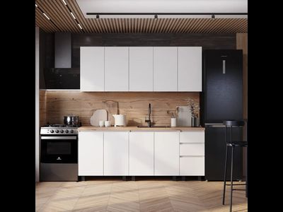 Кухня Честер 2,0м (лдсп) (Белый), Столешница цельная 2000 мм, толщина 38 мм, цвет дуб кера