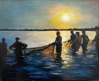 "Мраморный мост. Царское Село" холст масло 1970-е годы