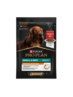 Pro Plan (Про План) Everyday Nutrition влажный корм (пауч) для взрослых собак мелких пород с говядиной, 85 г