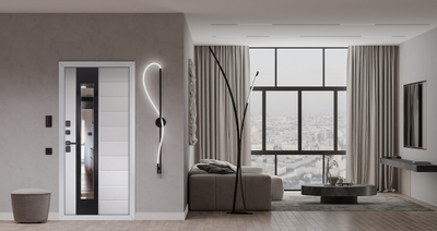 Стальная дверь   Снегирь с окном (терморазрыв 3к). Заказная модель.