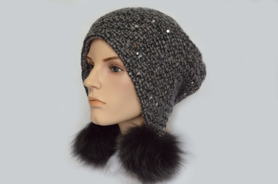 Vizio 6444 Италия шапка ушанка с помпонами серая цвет 3 фото