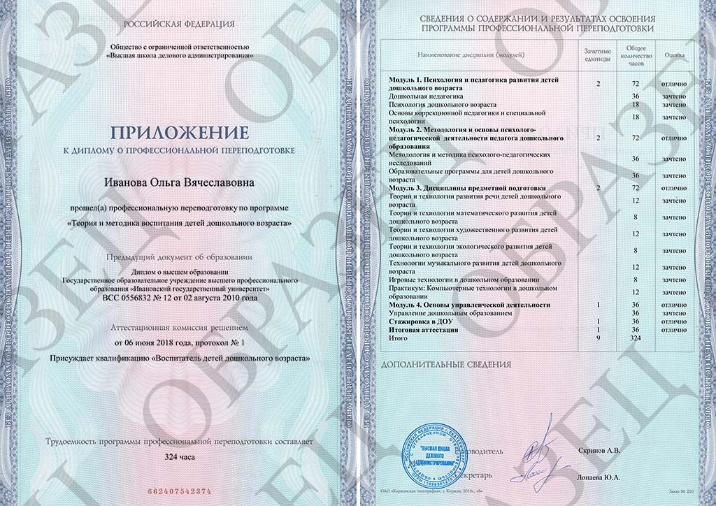 образец приложения к диплому образец приложения к диплому