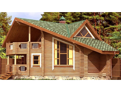 Дом-баня из бревна ДБ-07, площадь 80 м2