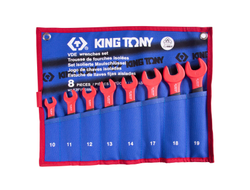 Набор рожковых диэлектрических ключей, 10-19 мм, чехол из теторона, 8 предметов KING TONY 12FVE08MRN