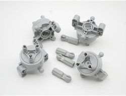 !АНАЛОГ!  Technic, Steering Axle with 2 Pin Holes, 2 Axle Holes and 2 Tow Ball Arms with Light Bluish Gray Wheel Hub(АНАЛОГ), Light Bluish Gray (46490c010)