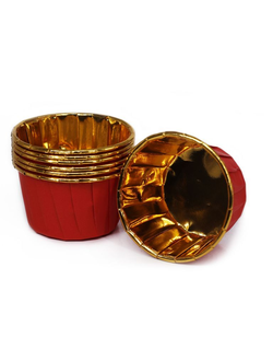Форма бумажная/капсула для капкейков (50 шт., красные/золото), 50*40мм