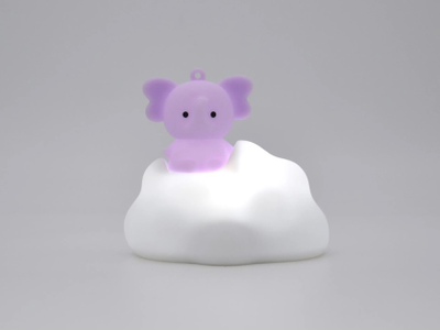 Ночник силиконовый СЛОНИК НА ОБЛАКЕ на аккумуляторе с  пультом (копия)