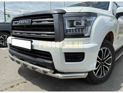 Защита передего бампера двойная с перемычками Папа Тюнинг d60/42 для Haval H5 2024-