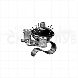 Штамп с игольницей на подставке для иголок и катушек