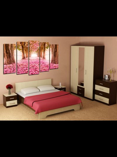 Модульная картина &quot;Розовое покрывало. Сакура&quot;