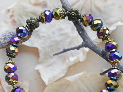 Браслет "Кристаллы осеннего волшебства" с месяцем и цветами