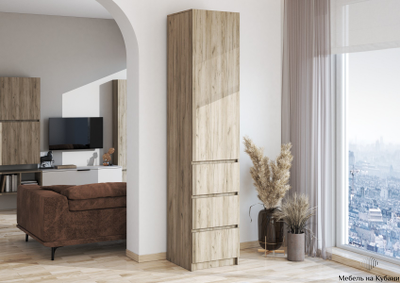 Бохо ШК-003 шкаф с ящиками 1 ств Дуб Крафт Серый/Кашемир