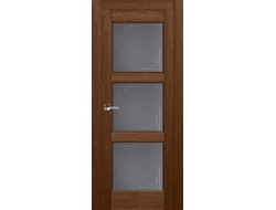 Дверь брашированная со стеклами, цвет античный орех